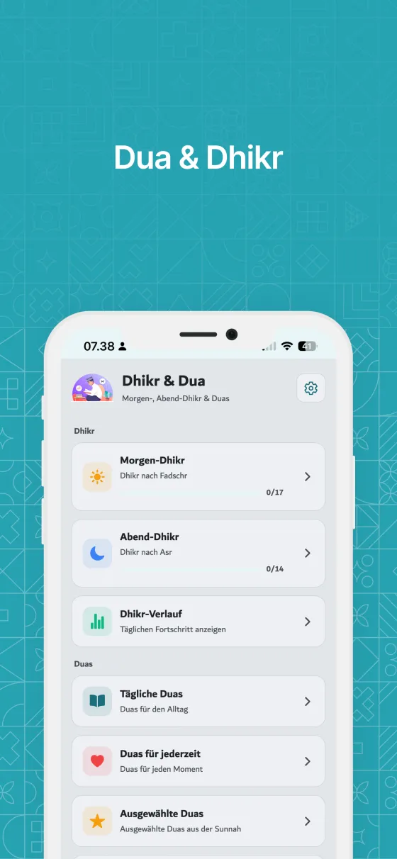 Duas und Dhikr nach dem Gebet in der Dzikir App