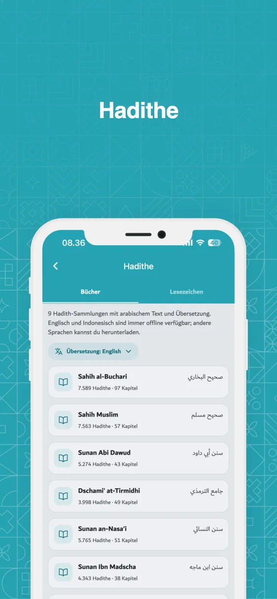 Hadithe in der Dzikir App