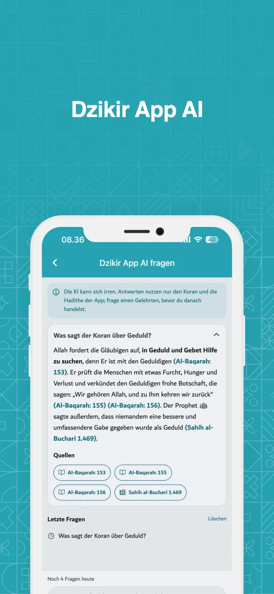 Dzikir App AI fragen in der Dzikir App