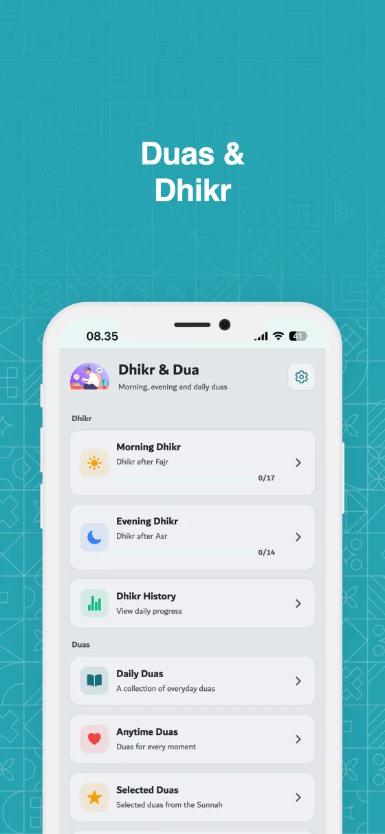 Duas and dhikr after prayer in Dzikir App
