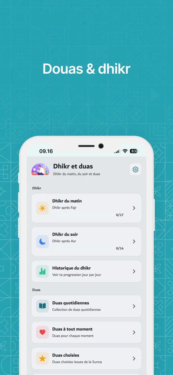 Invocations et dhikr après la prière dans Dzikir App