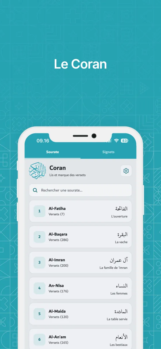 Coran et tajwid dans Dzikir App