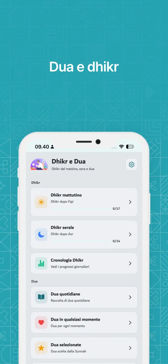 Dhikr del mattino e della sera su Dzikir App