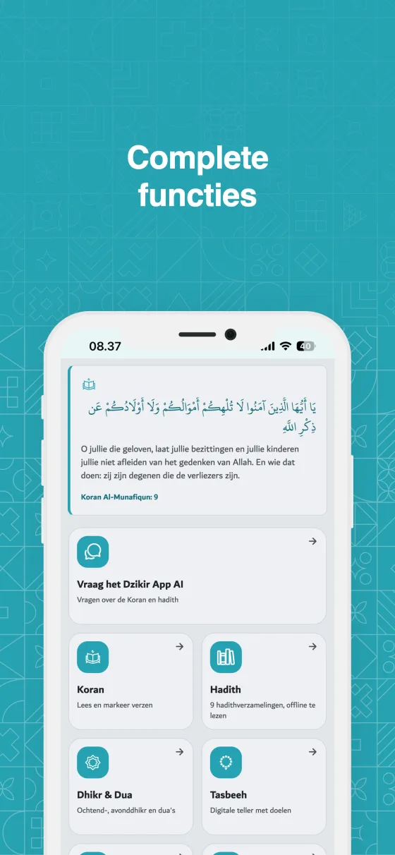 Schermafbeelding: Aan de slag in Dzikir App