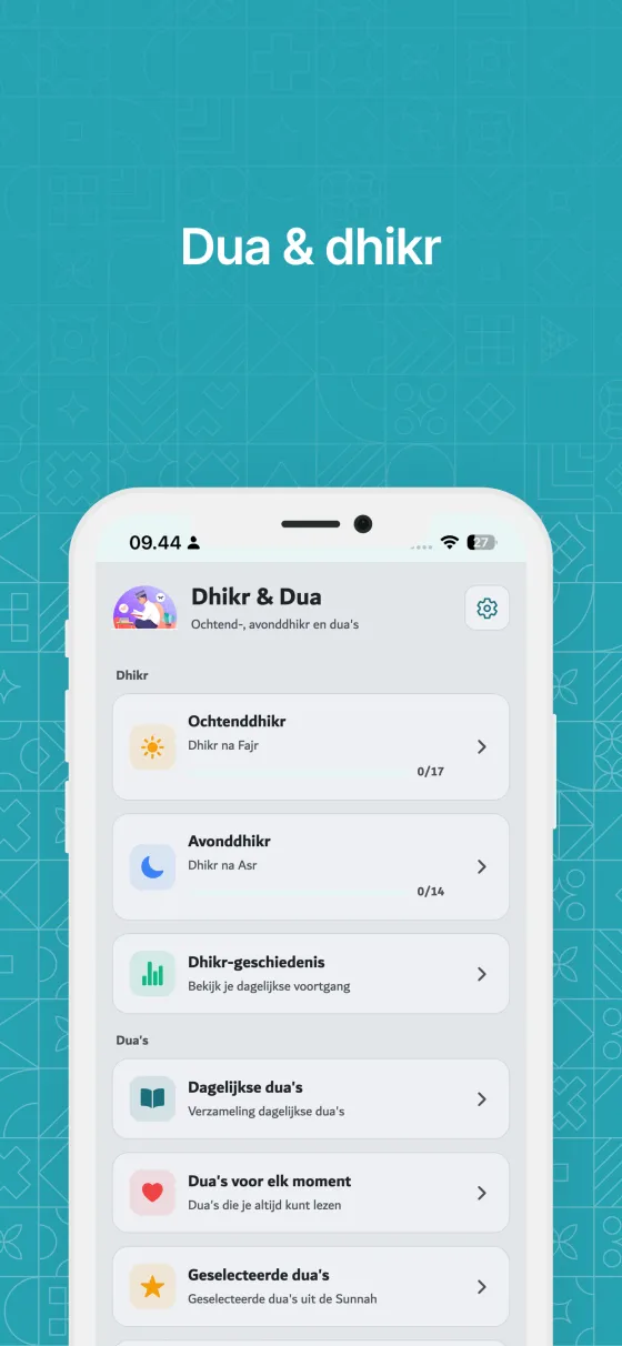 Schermafbeelding: Dua's en dhikr na het gebed in Dzikir App