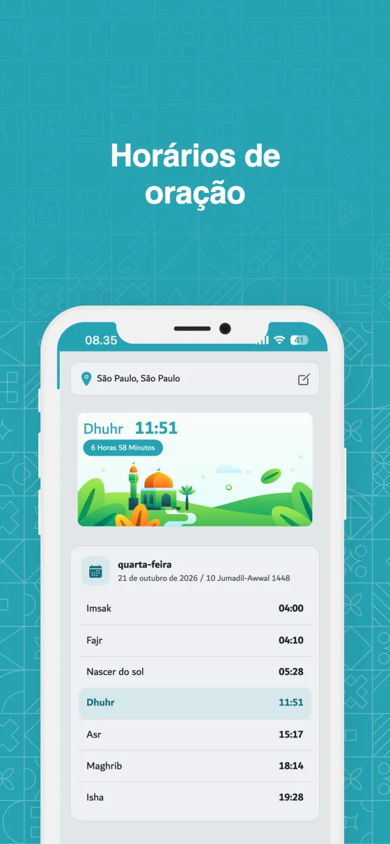 Horários de oração e lembretes no Dzikir App
